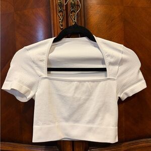 NEW! Ribbed Square-Neck White Crop Top - Women size small